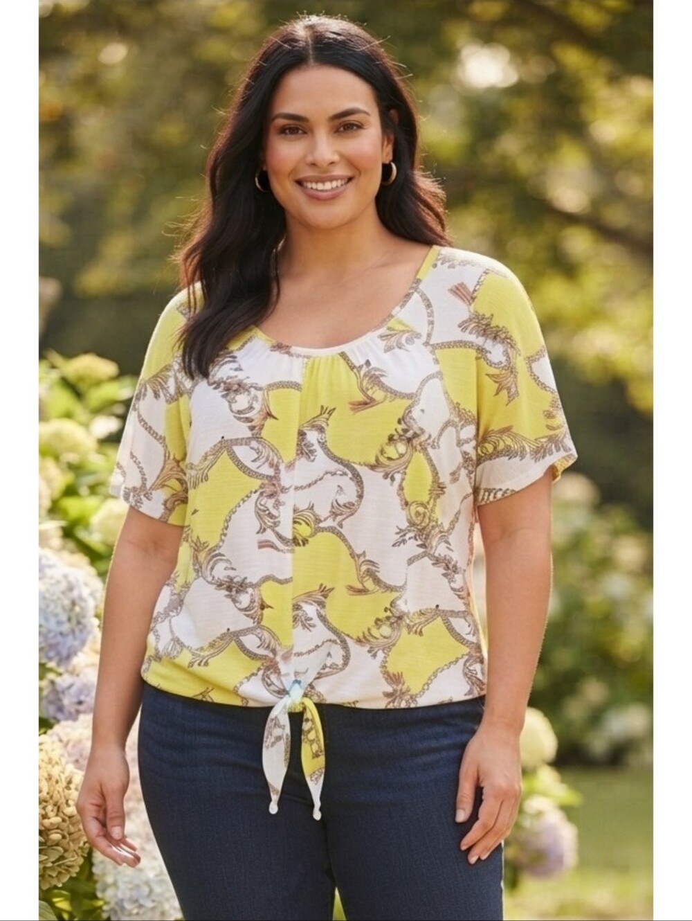 Goddess Strappy Back Tie front Blouse Yellow Size 3X